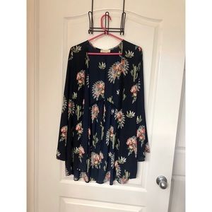 Navy blue cactus kimono